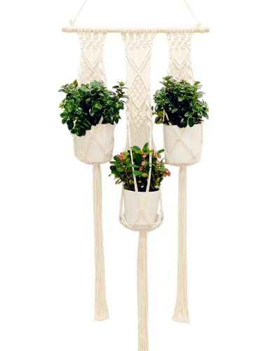 Makramee Blumenampel Blumentopf Innen, Wand Vorhang Balkon Boho Deko Outdoor Pflanzen Wandbehang Hängeampel, Hängende...