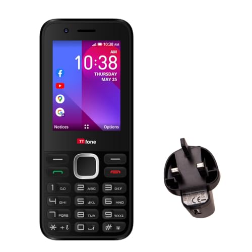 TTfone TT240 WhatsApp Handy (3G KaiOS, einfach zu bedienen) (mit Netzladegerät), Schwarz