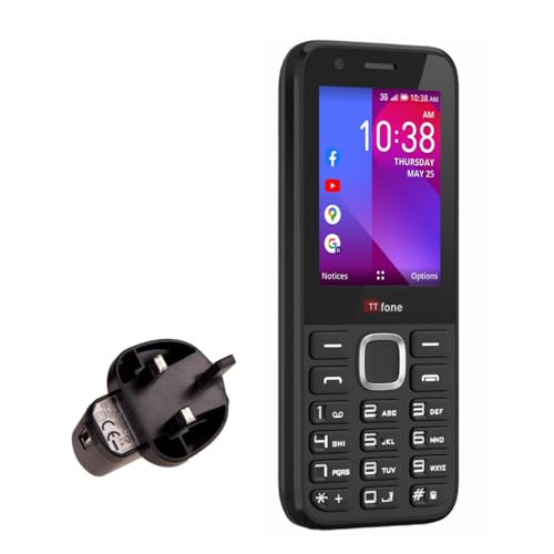 TTfone TT240 WhatsApp Handy (3G KaiOS, einfach zu bedienen) (mit Netzladegerät), Schwarz