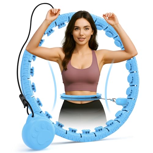 JLoibao Smart Hula Hoop Reifen Erwachsene Zum Abnehmen, 24-Stufiger Infinity Hula-Hoop (77-132cm) Mit Gewich Kugel, Einstellbar...