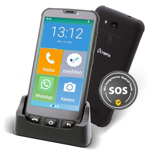 Olympia Neo Mini | Senioren Smartphone 5 Zoll Display | Notruftaste & Hörgerätekompatibel | Whatsapp & Mediteo vorinstalliert |...
