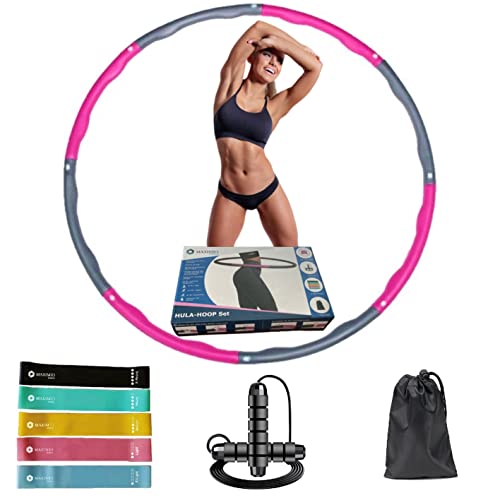 MAXIMIO PINK Hula Hoop Reifen für Erwachsene, Wiederstandsbänder, Springseil, Set Tasche
