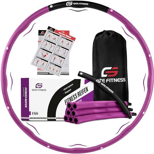 GATE FITNESS Hula Hoop Reifen Erwachsene und Kinder zum Abnehmen [1,2kg / 1,5kg / 2kg] | 6 bis 8 Segmente Hoola Reifen mit...