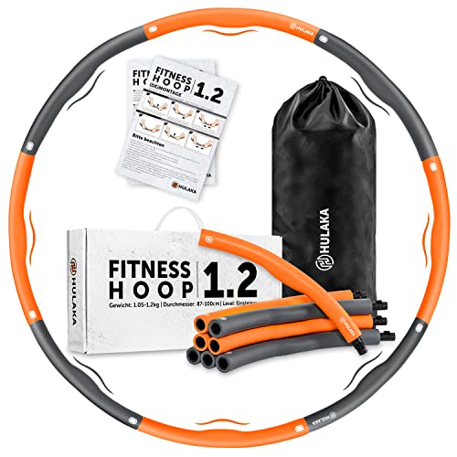 HULAKA® Hula Hoop Reifen Erwachsene (1,2kg) - Fitnessreifen mit Gewicht zum Abnehmen und Massage-Effekt, weicher Hoola Hoop für...